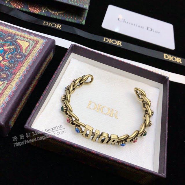 Dior飾品 迪奧經典熱銷款字母彩鑽開口手鐲手環  zgd1472